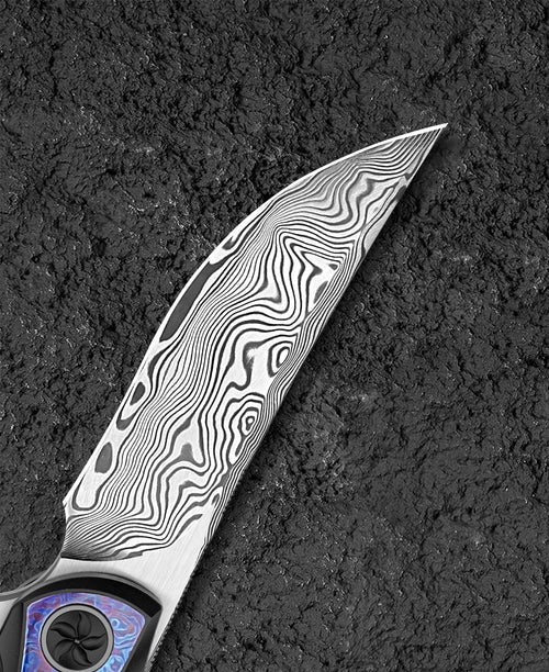 Bestech Sambac BT2402F Damascus Blade Titanium+Timascus Handle Frame Lock Folding Knife