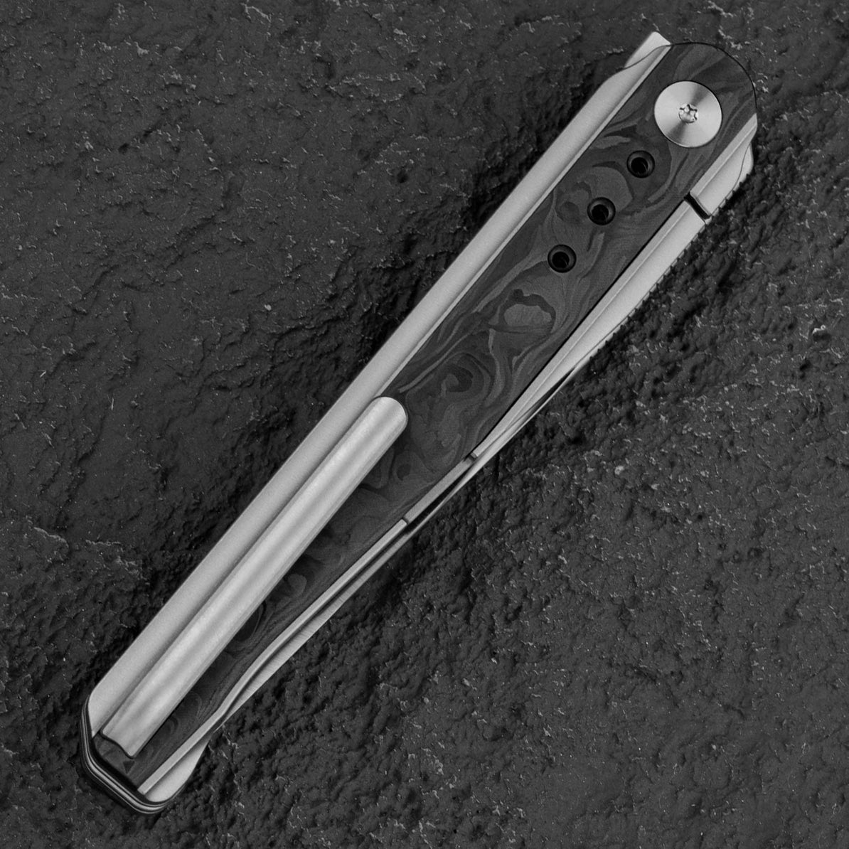 Bestech Knives Spear Phisher BT2405A M390 Blade Titanium+Marble Carbon Fiber Handle Edc Folding Knife