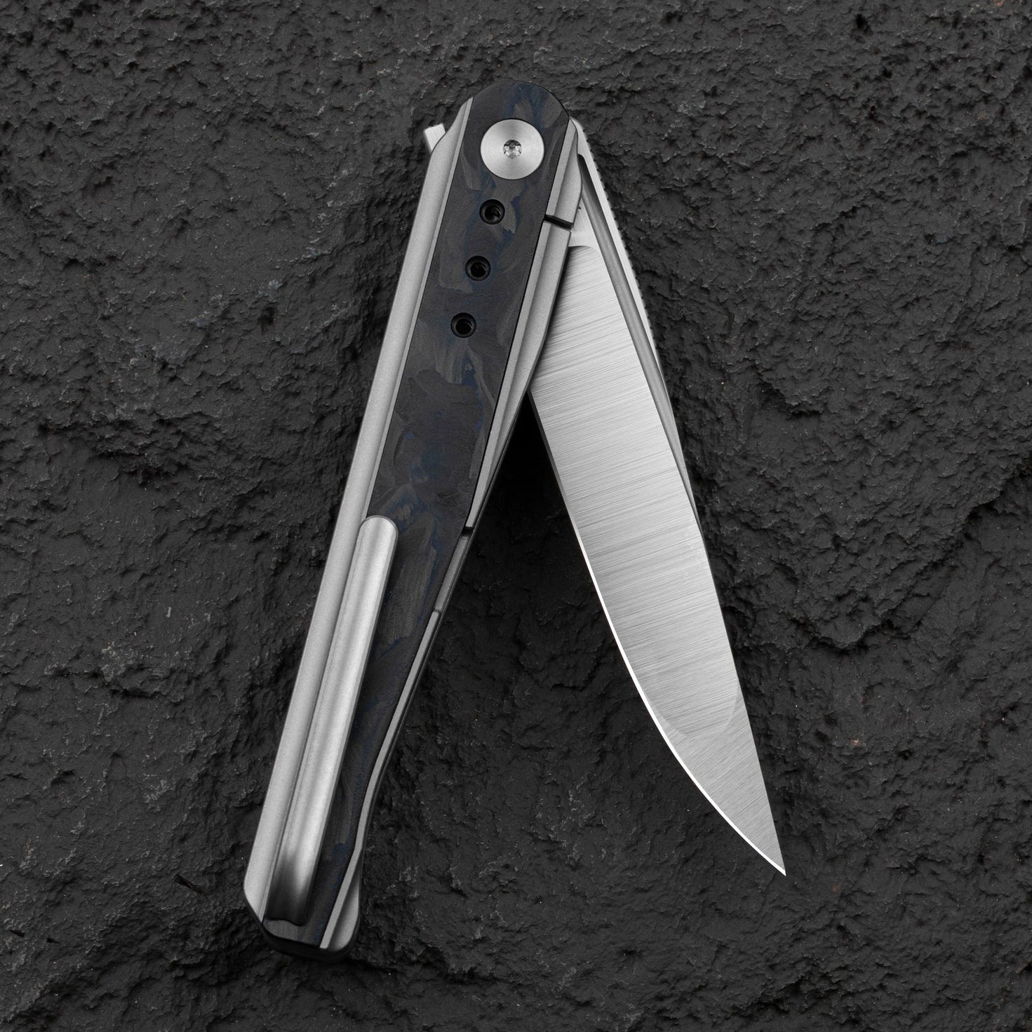 Bestech Knives Spear Phisher BT2405B M390 Blade Titanium+Marble Carbon Fiber Handle Edc Folding Knife