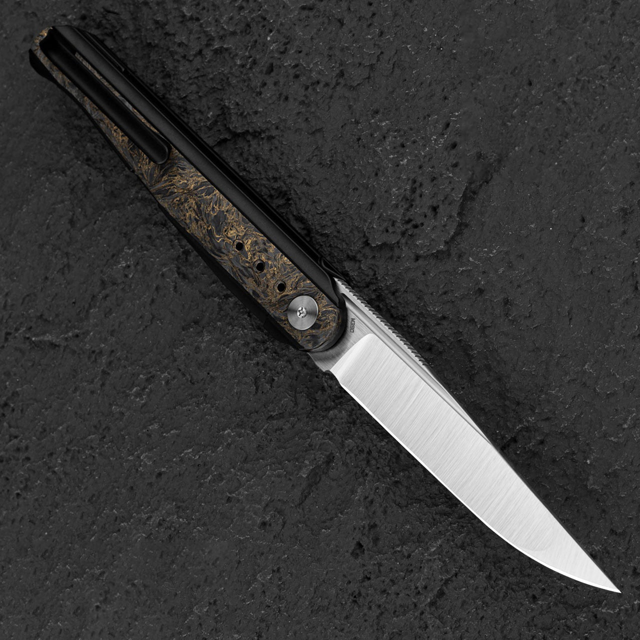 Bestech Knives Spear Phisher BT2405D M390 Blade Titanium+Marble Carbon Fiber Handle Edc Folding Knife