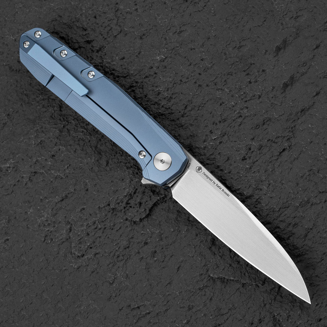 Bestech Knives 9 BT2408C Satin M390 Blade Blue Titanium Handle Edc Folding Knife