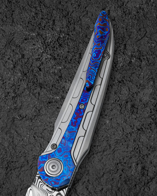 Bestech Prydwen BT2409E Damascus Blade Titanium Handle Frame Lock Folding Knife