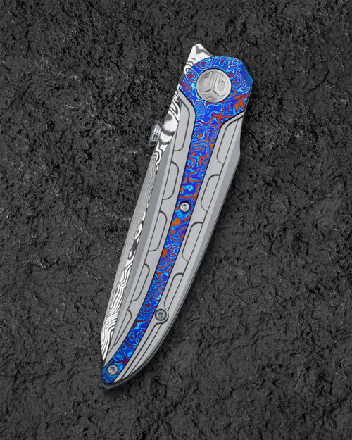 Bestech Prydwen BT2409E Damascus Blade Titanium Handle Frame Lock Folding Knife
