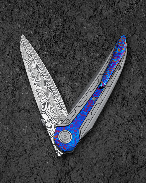 Bestech Prydwen BT2409E Damascus Blade Titanium Handle Frame Lock Folding Knife