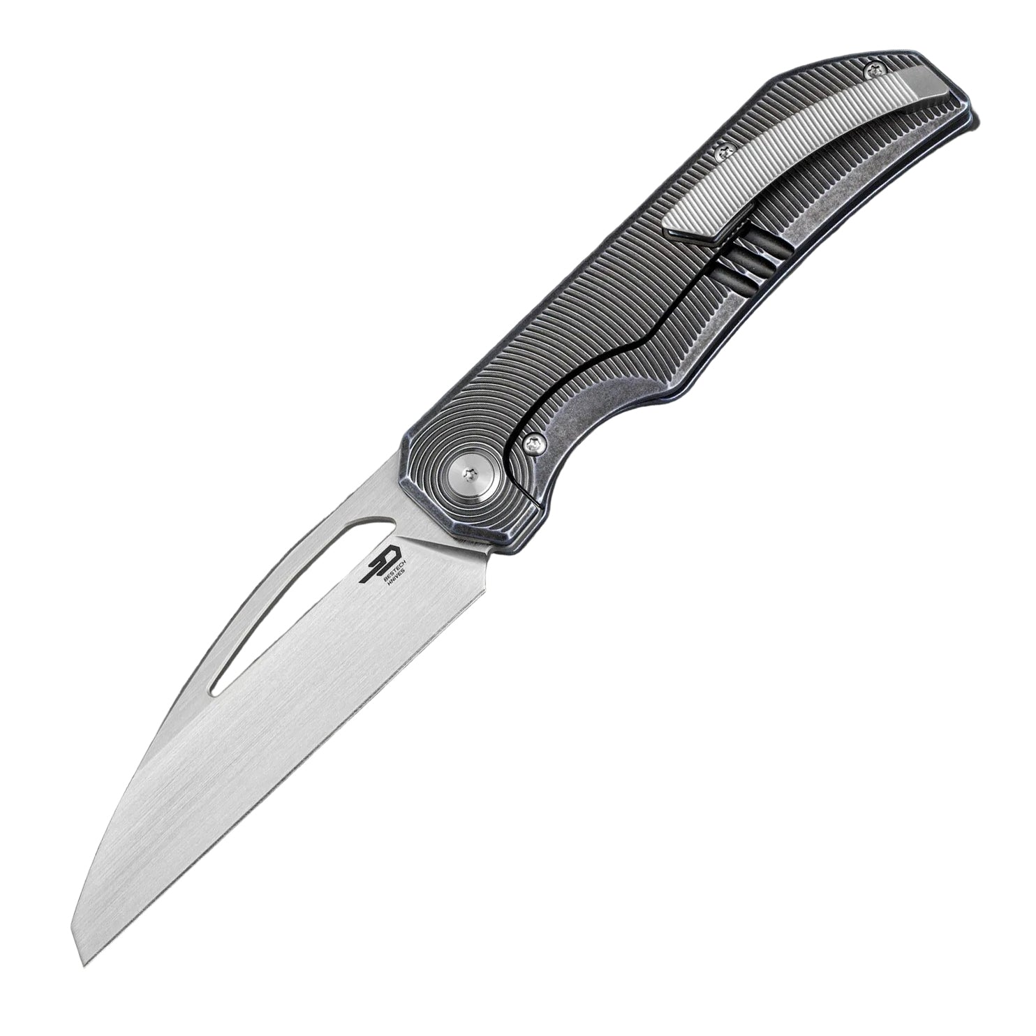 Bestech Taipan BT2503D-L (versión para zurdos) Navaja plegable con bloqueo de marco, cachas de titanio y hoja MagnaCut con vaciado cóncavo