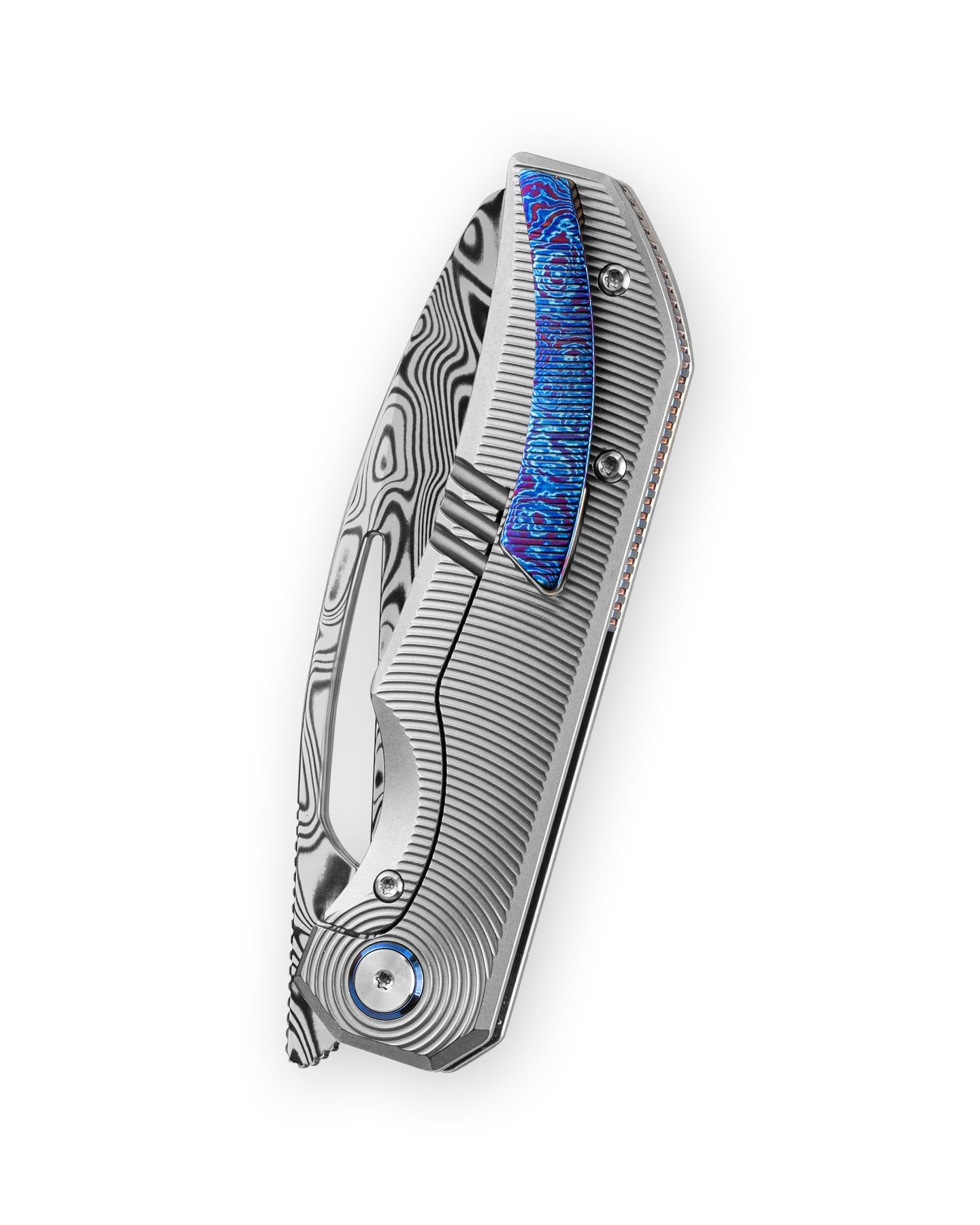 Bestech Taipan BT2503G Damascus Blade Titanium+Timascus Handle Frame Lock Folding Knife