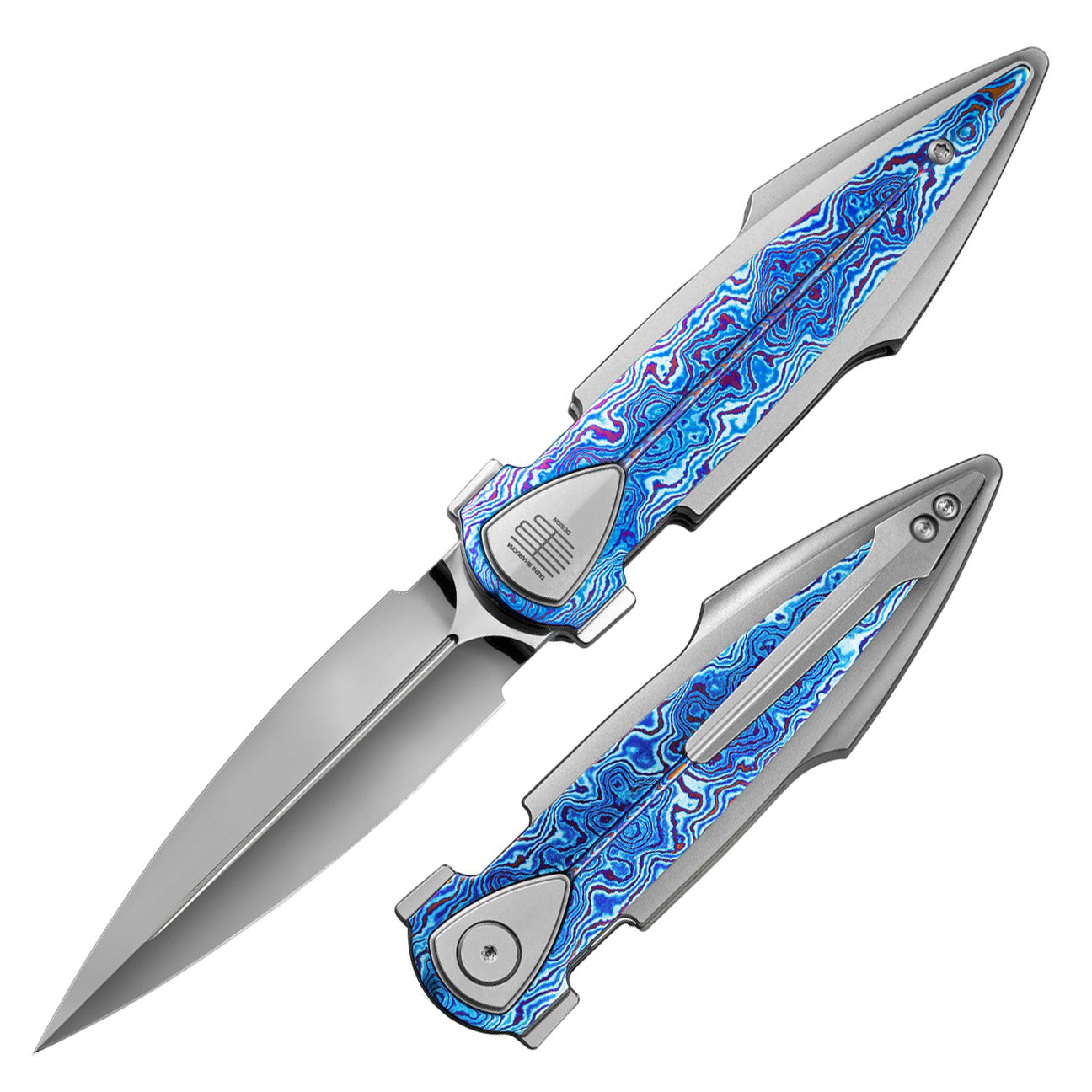 Bestech IKA DAGGER BT2602G M390 Blade Titanium + Timascus Inlays Handle Liner Lock Folding Knife