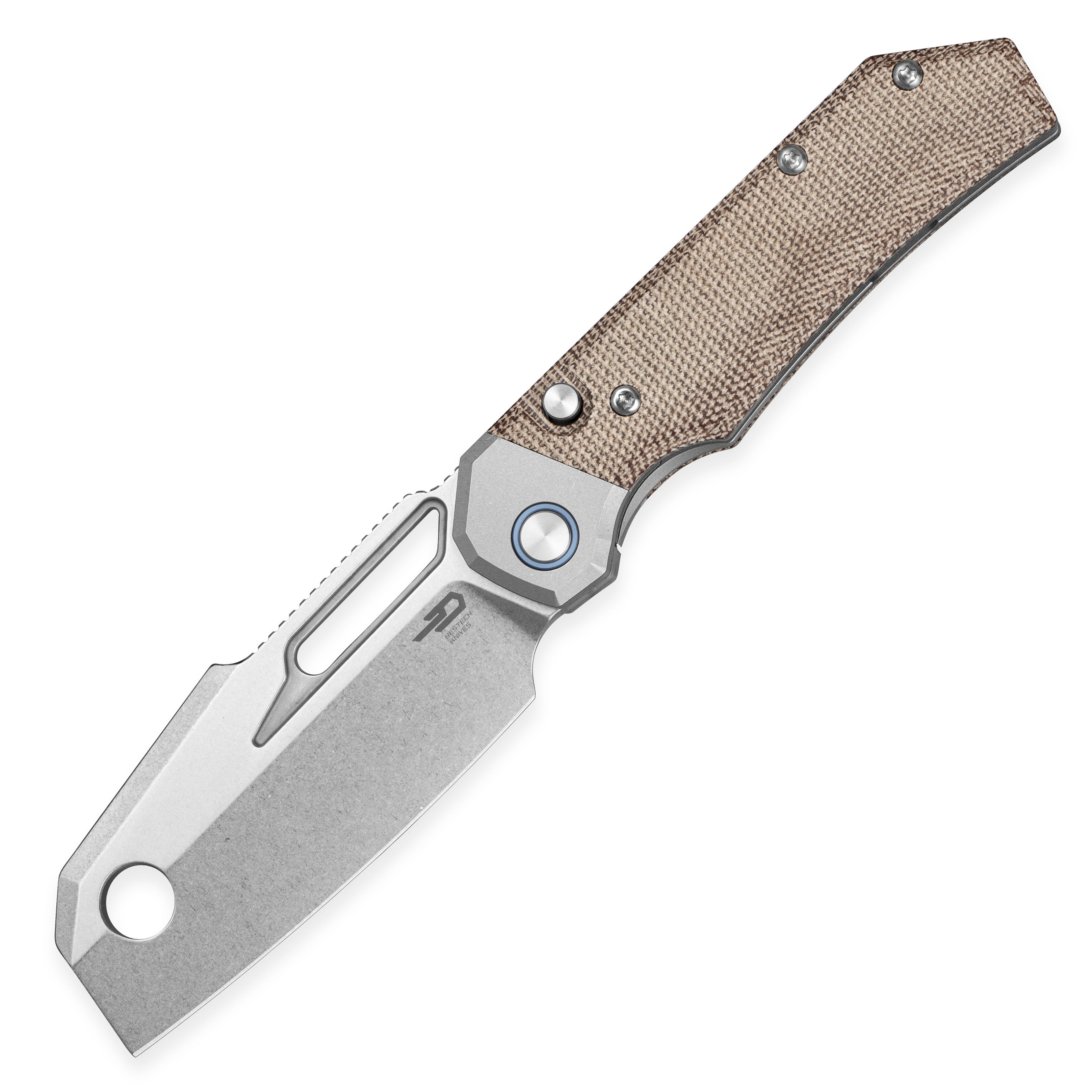 Bestech Nyrrdreki BT2607A M390 Blade Titanium + Micarta Handle Button Frame Lock Folding Knife