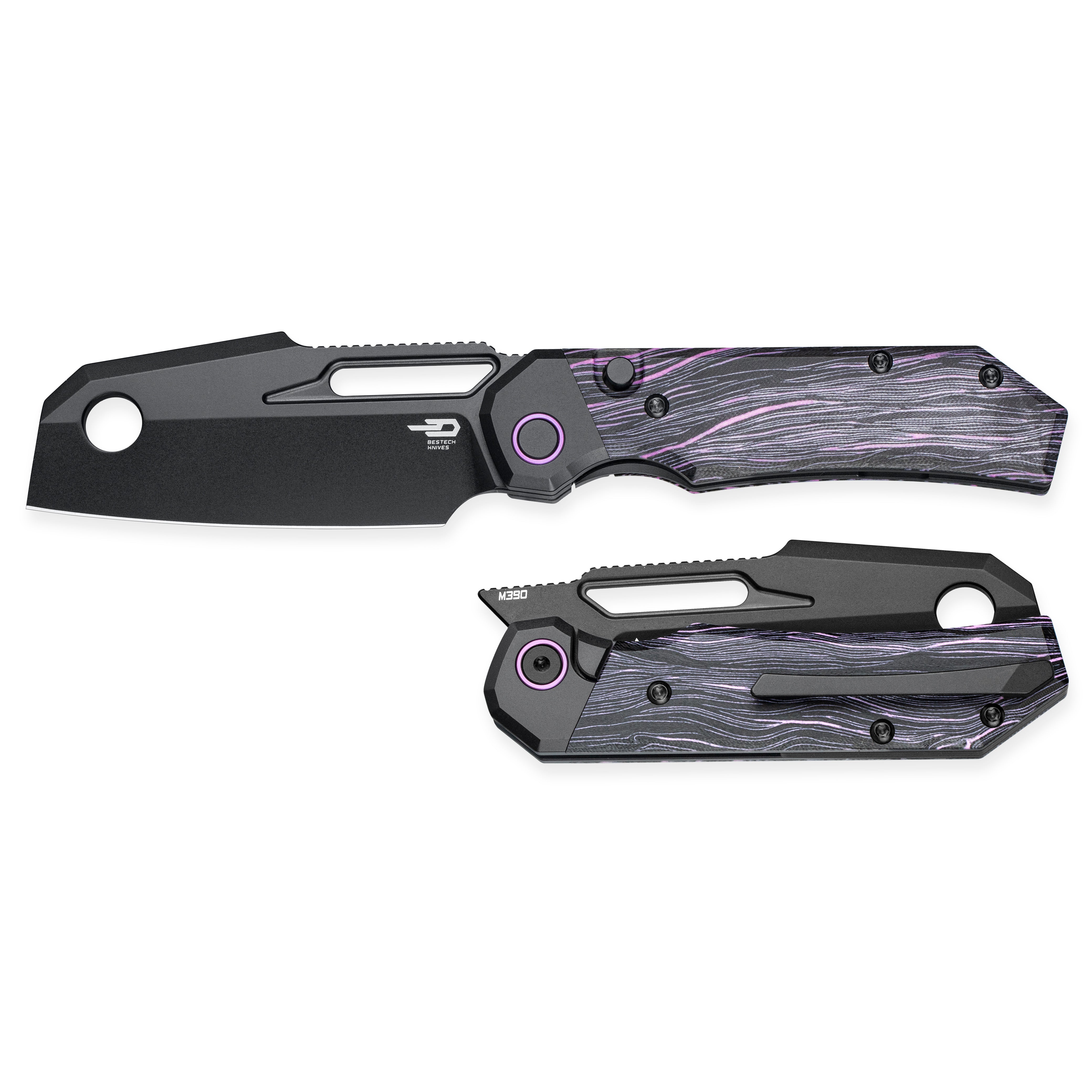 Bestech Nyrrdreki BT2607B M390 Blade Titanium + G10 Handle Button Frame Lock Folding Knife