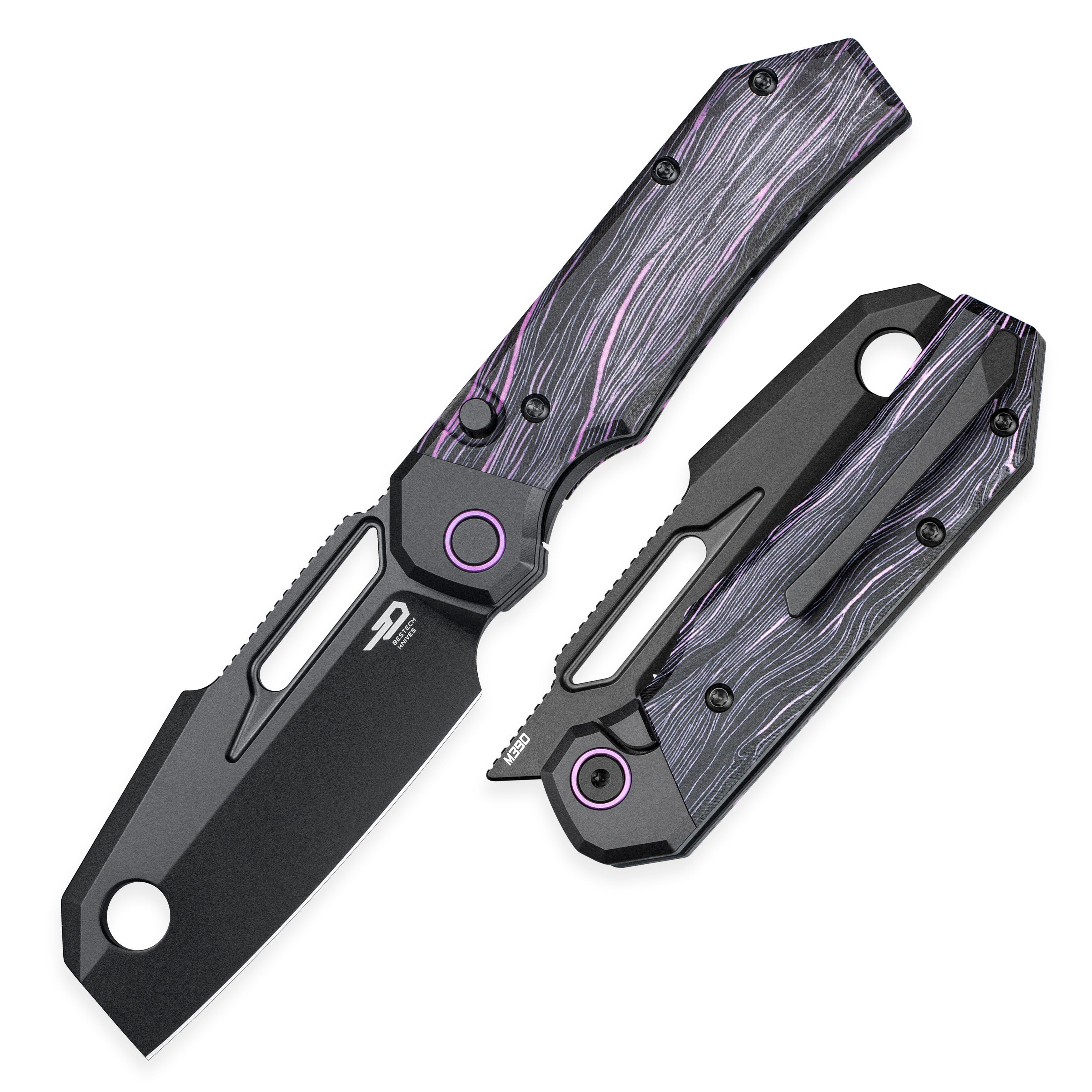 Bestech Nyrrdreki BT2607B M390 Blade Titanium + G10 Handle Button Frame Lock Folding Knife