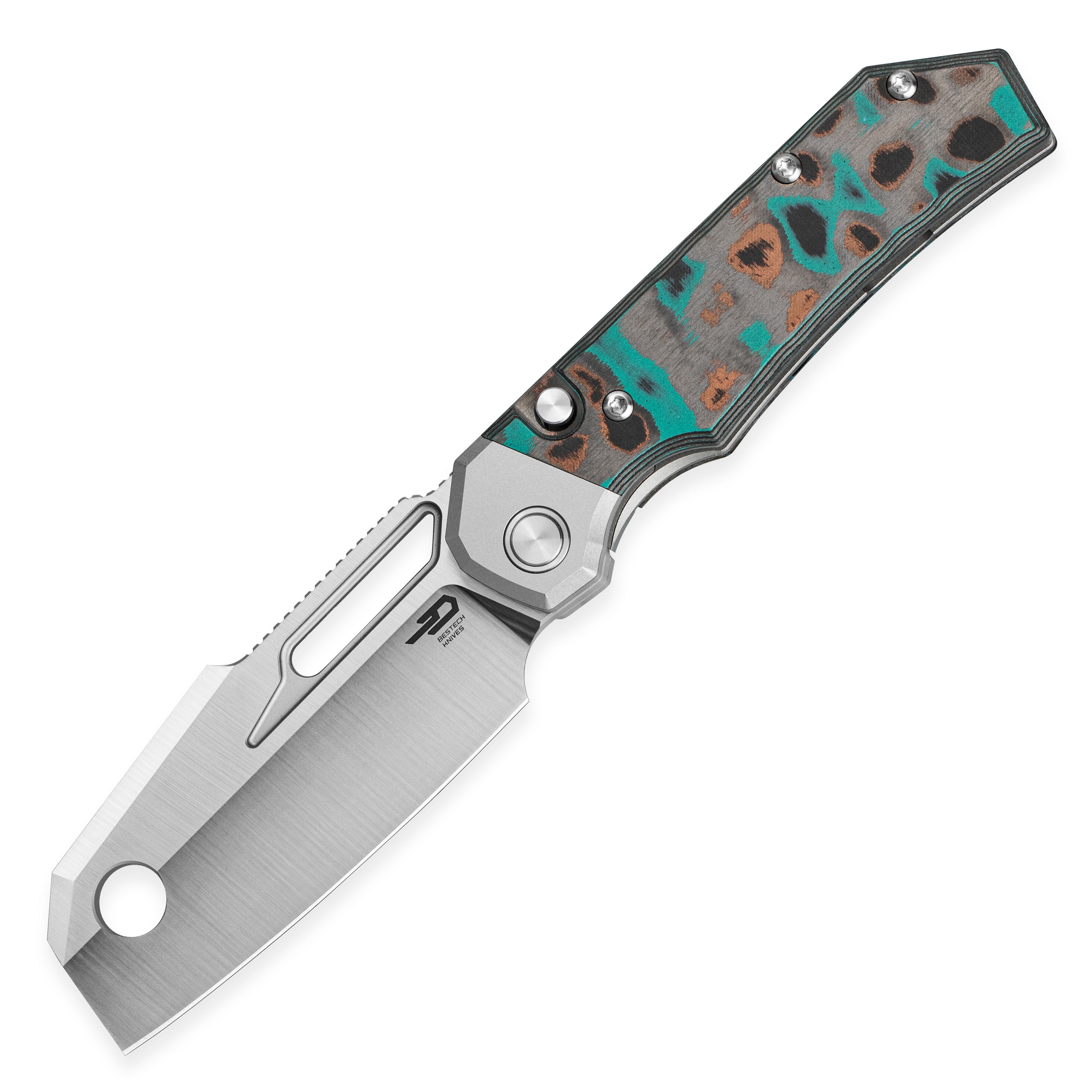 Bestech Nyrrdreki BT2607C M390 Blade Titanium + Carbon Fiber Handle Button Frame Lock Folding Knife