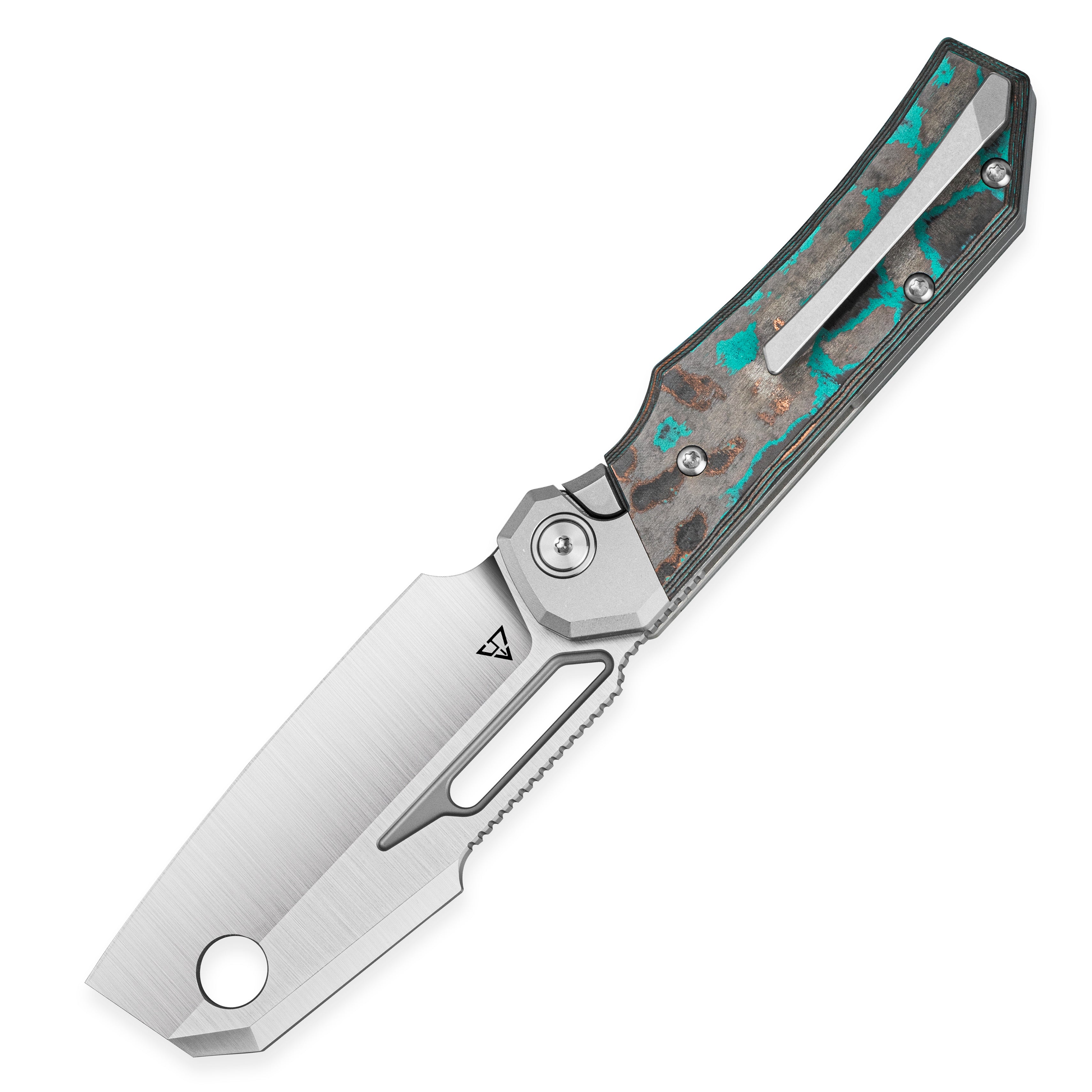 Bestech Nyrrdreki BT2607C M390 Blade Titanium + Carbon Fiber Handle Button Frame Lock Folding Knife