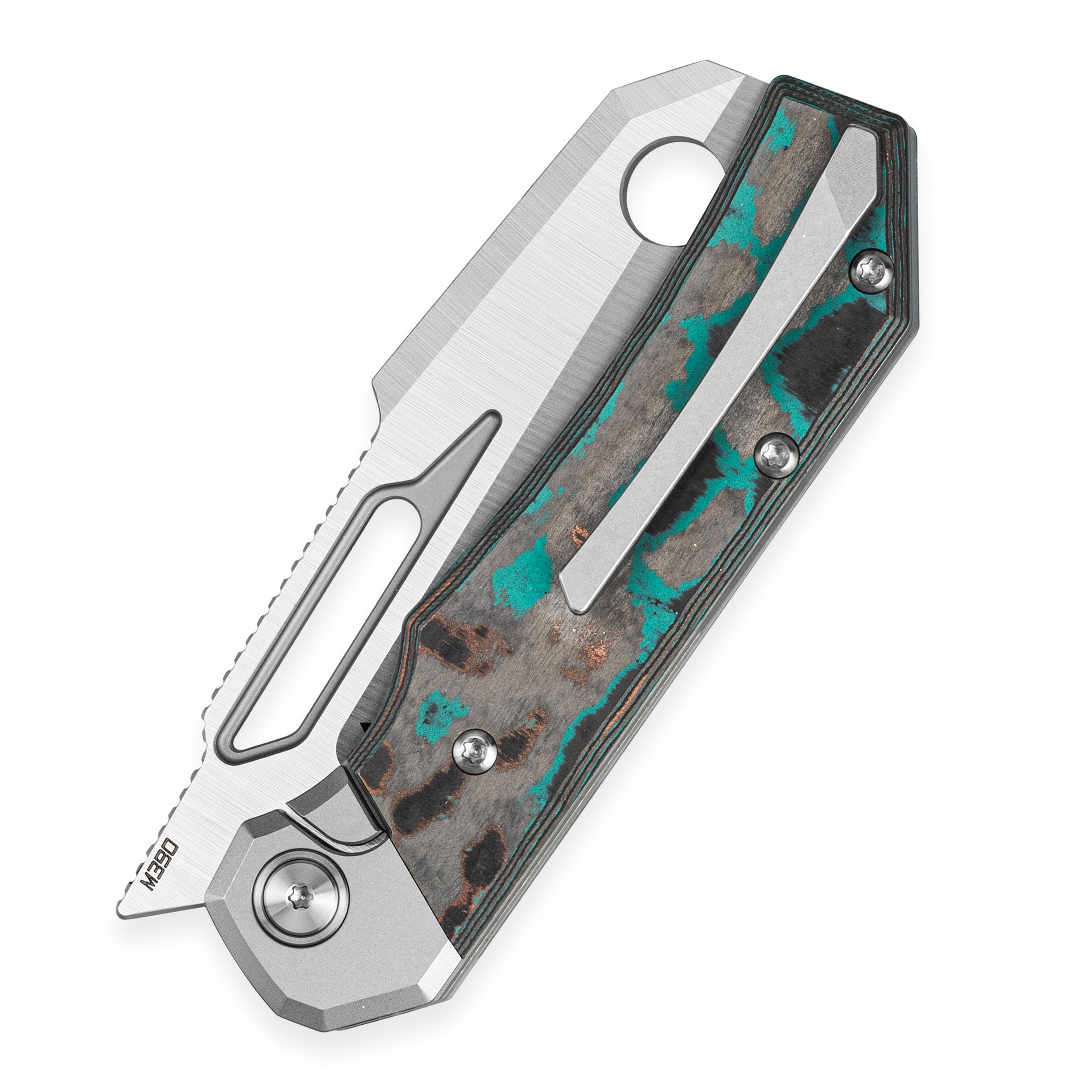 Bestech Nyrrdreki BT2607C M390 Blade Titanium + Carbon Fiber Handle Button Frame Lock Folding Knife