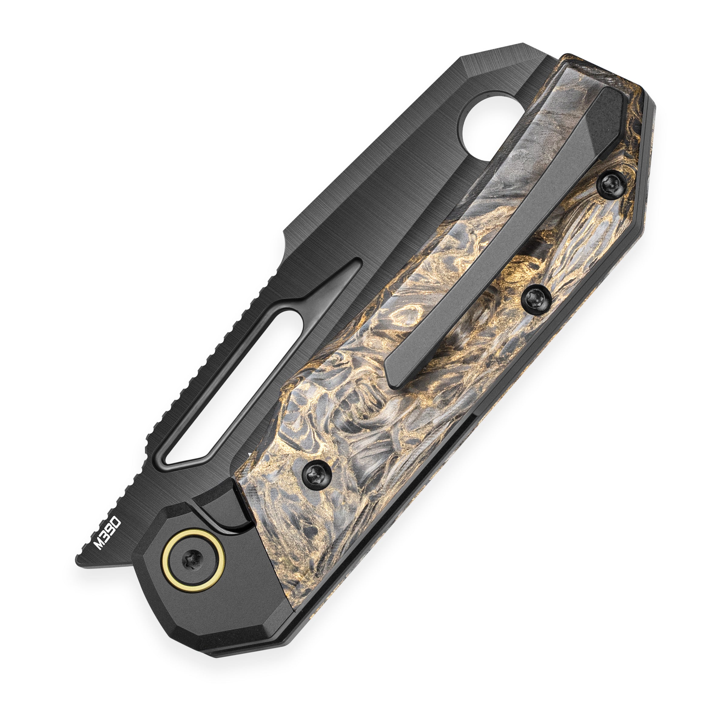 Bestech Nyrrdreki BT2607D M390 Blade Titanium + Carbon Fiber Handle Button Frame Lock Folding Knife