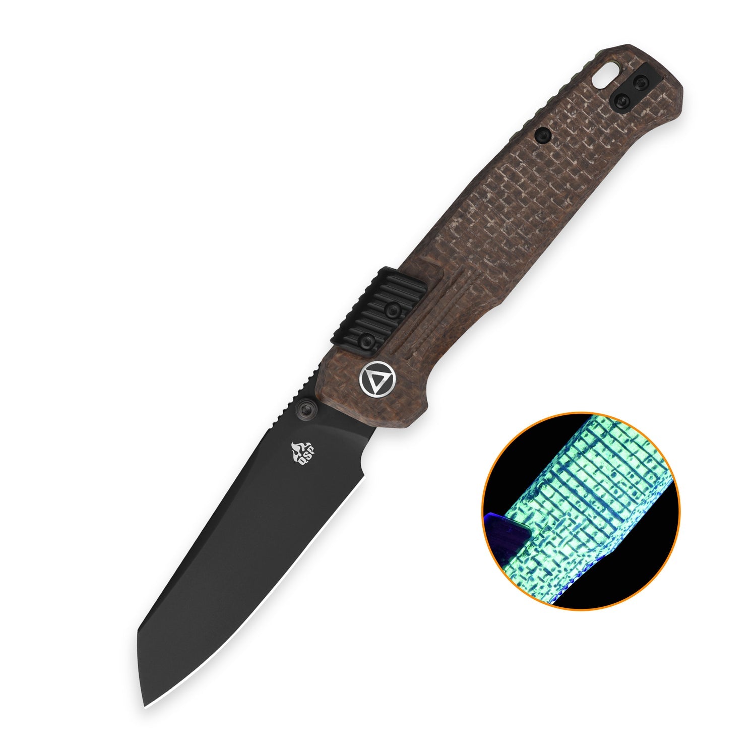 QSP Badger QS181-B2 Nitro-V Blade Glow-in-the-Dark Micarta Handle Rack Lock Folding Knife