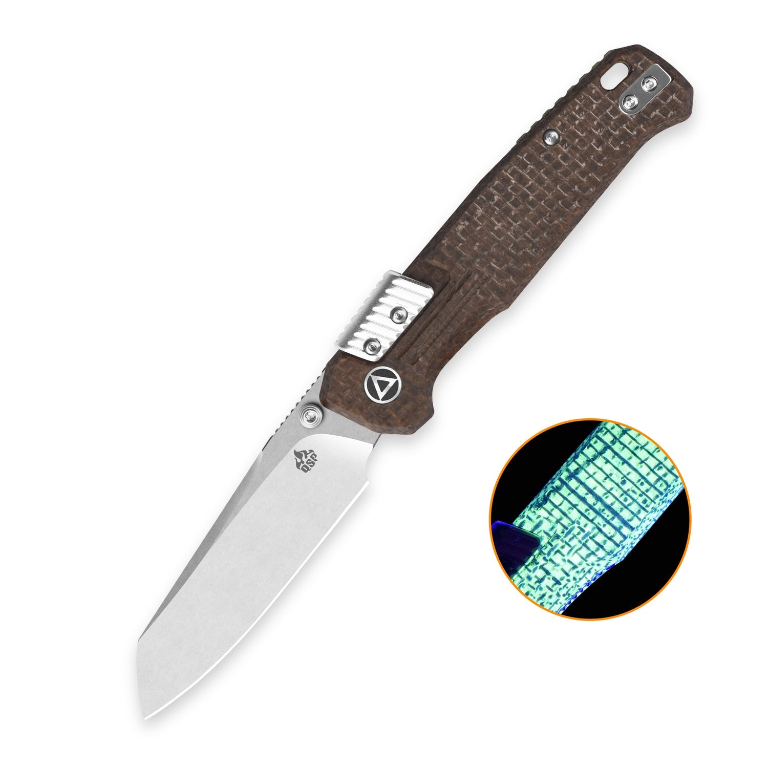QSP Badger QS181-B1 Nitro-V Blade Glow-in-the-Dark Micarta Handle Rack Lock Folding Knife