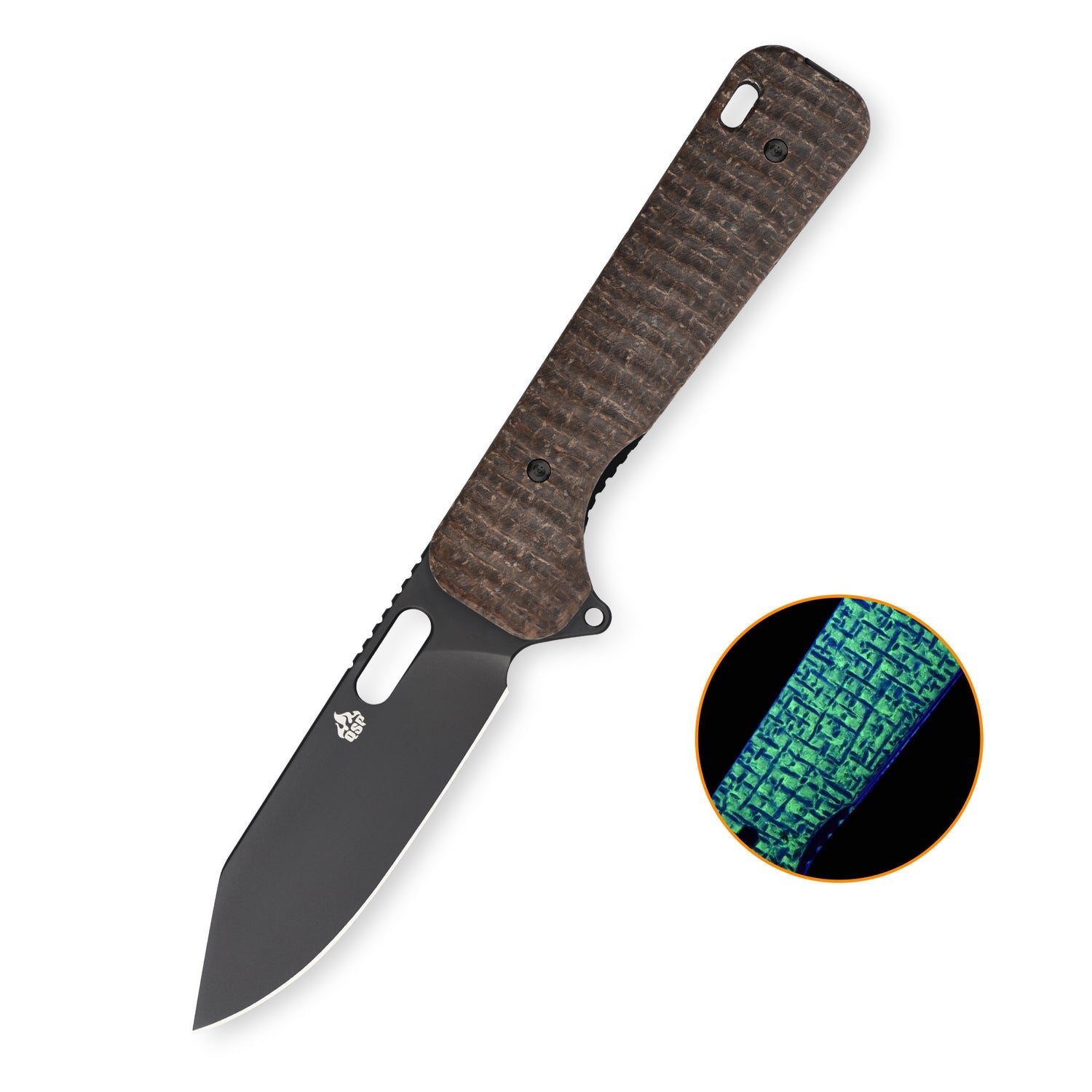QSP Chameleon QS180-B2 14C28N Blade Glow-in-the-Dark Micarta Handle Liner Lock Folding Knife