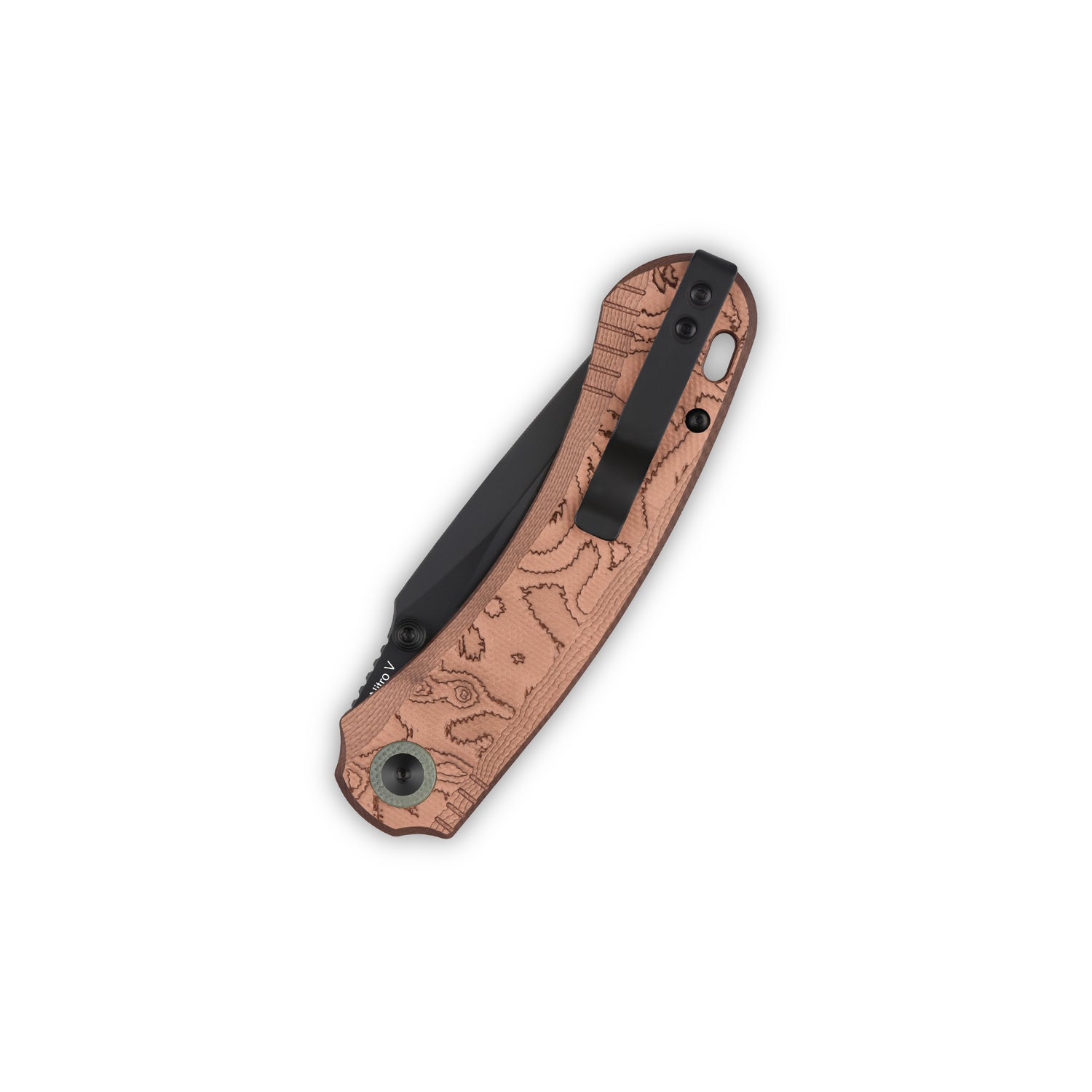 QSP Coyote QS174-C2 Blackwashed Nitro-V Blade Copper Foil G10 Handle Button Liner Lock Folding Knife