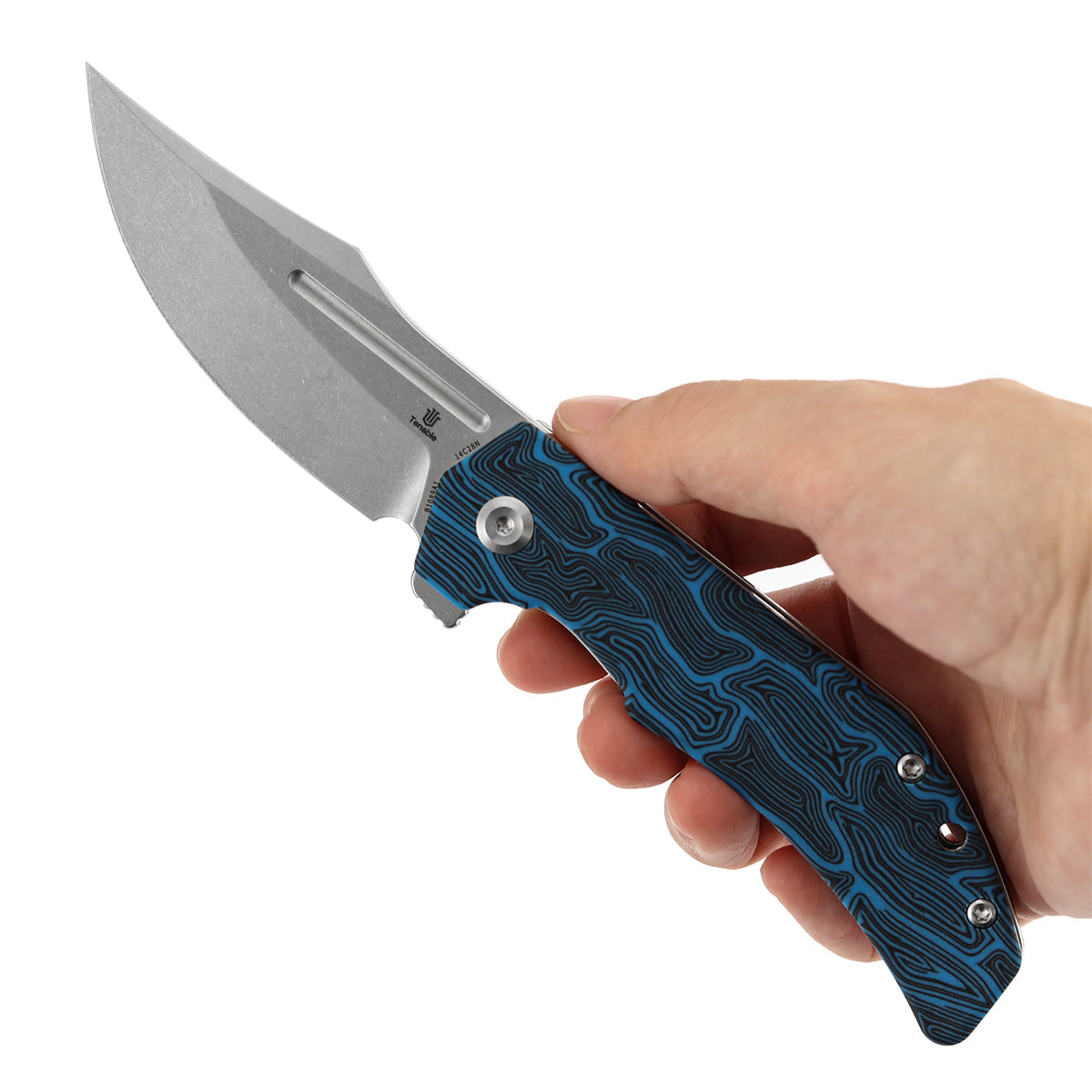Tenable Orion B1089A1 Stonewashed 14C28N Blade Black & Red G-mascus Handle Liner Lock Folding Knife