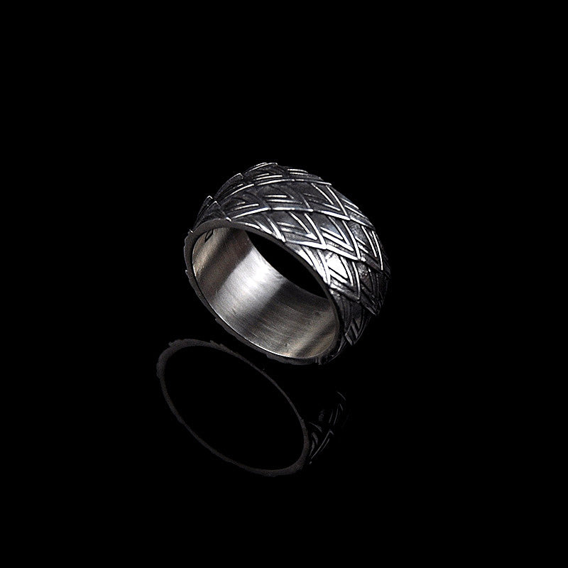 DYQ JEWELRY Dragon Scale II Ring 925 Silver Ring Wide Ring Man's Ring