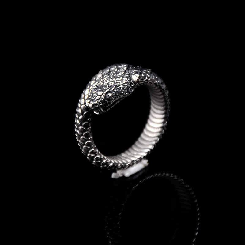 DYQ Jewelry Snake Ring 925 Silver Ring Man's Ring Antique Snake Ring