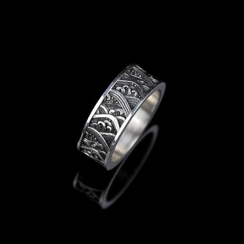 DYQ Jewelry Japan Wave Ring 925 Silver Ring Wide Ring Man's Ring