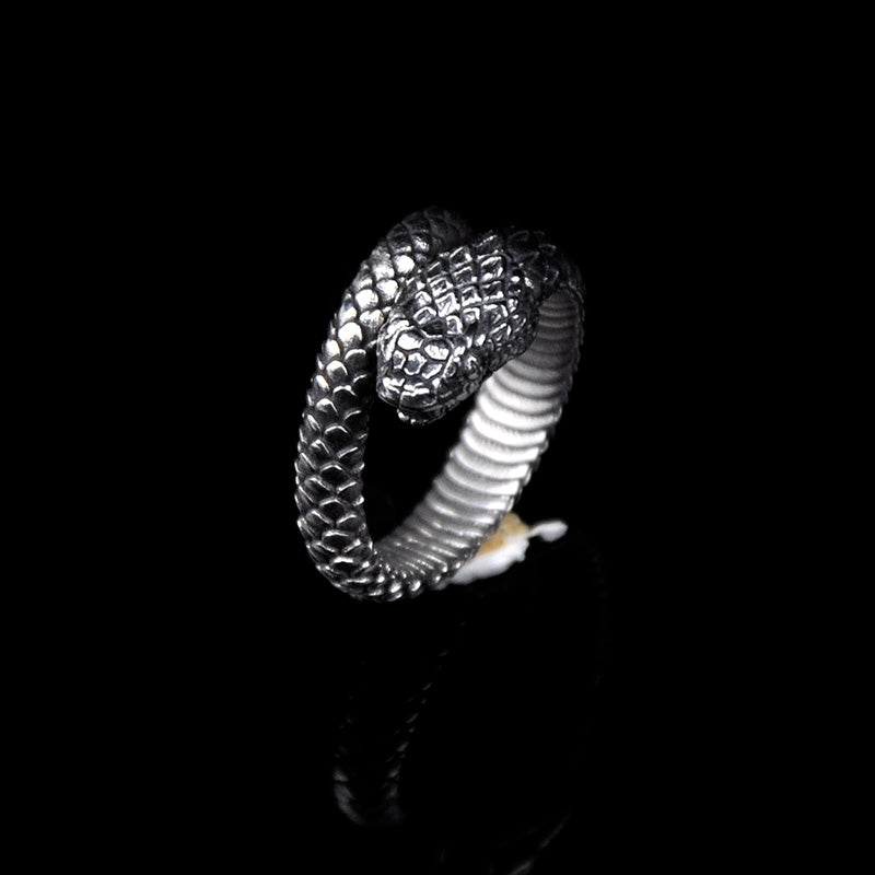 DYQ 珠宝蛇戒指 925 银戒指男士戒指古董蛇戒指
