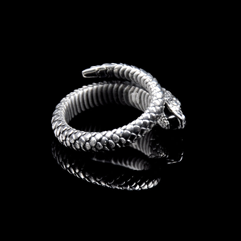 DYQ 珠宝蛇戒指 925 银戒指男士戒指古董蛇戒指