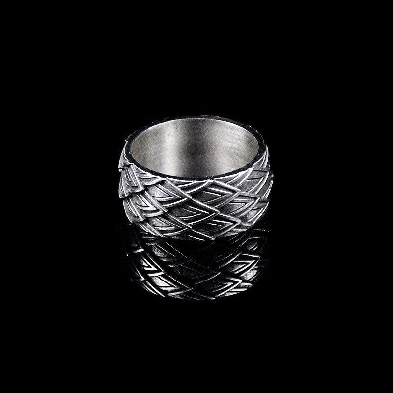 DYQ JEWELRY Dragon Scale II Ring 925 Silver Ring Wide Ring Man's Ring