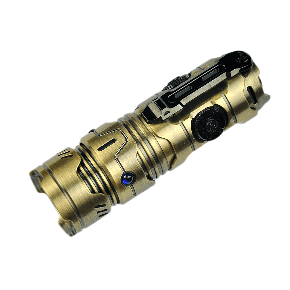 Mankerlight Timeback III EDC Flashlight Spinner Flashlight Use 18350 Battery Brass