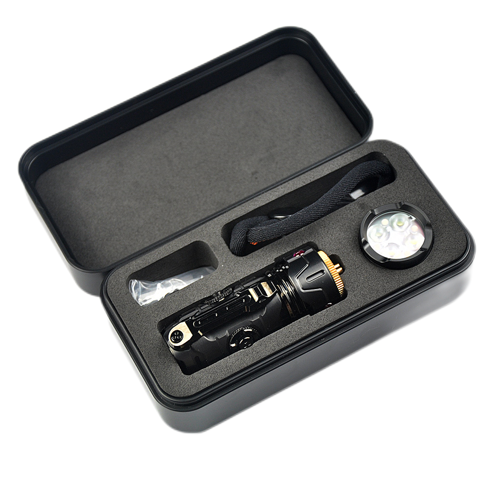 Mankerlight Timeback III EDC Flashlight Spinner Flashlight Use 18350 Battery Titanium Black