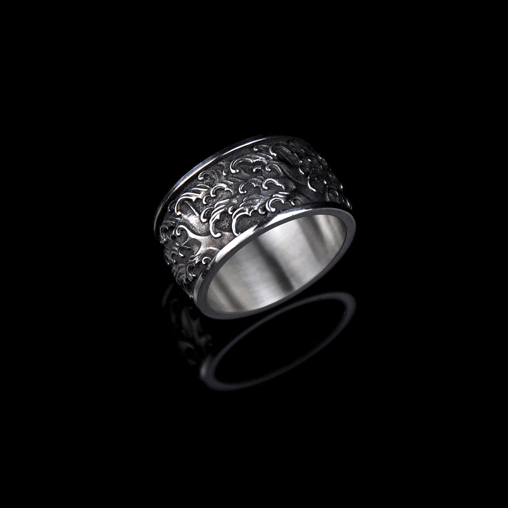 DYQ Jewelry Japan Wave II Ring 925 Silver Ring Wide Ring Man's Ring