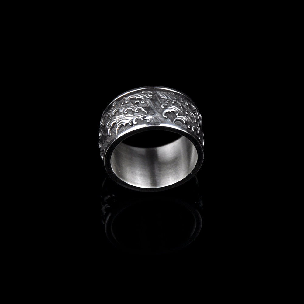 DYQ Jewelry Japan Wave II Ring 925 Silver Ring Wide Ring Man's Ring