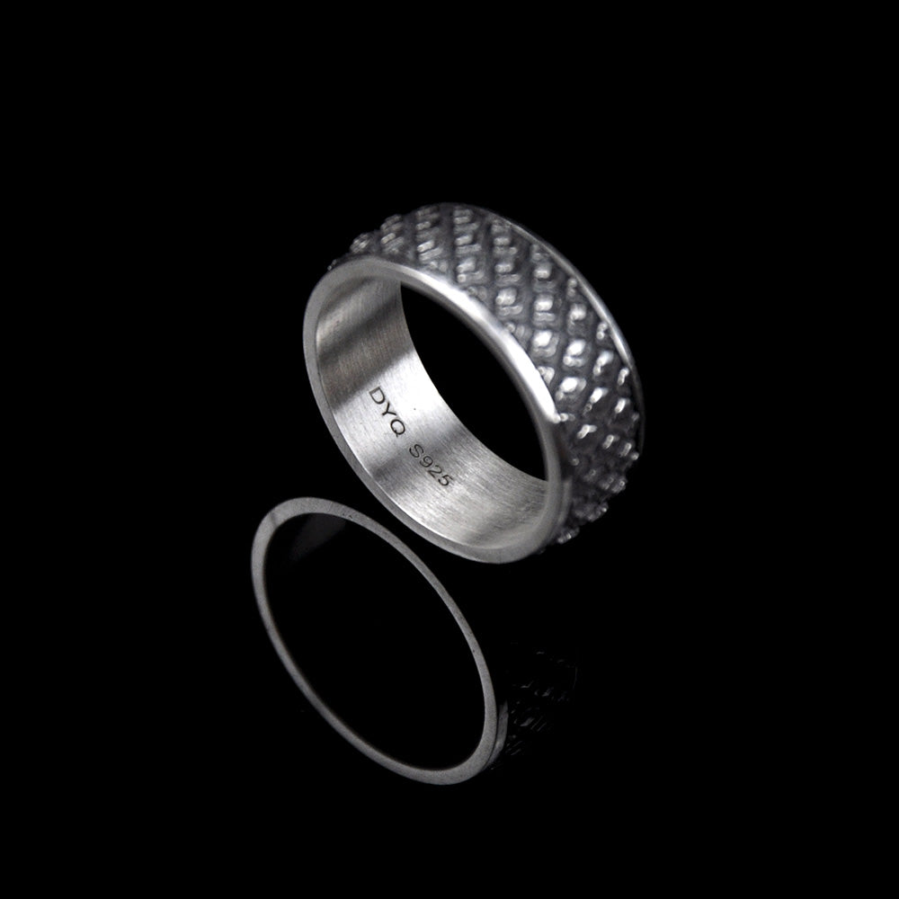 DYQ Jewelry Propitious Clouds 925 Silver Wide Ring Man's Ring