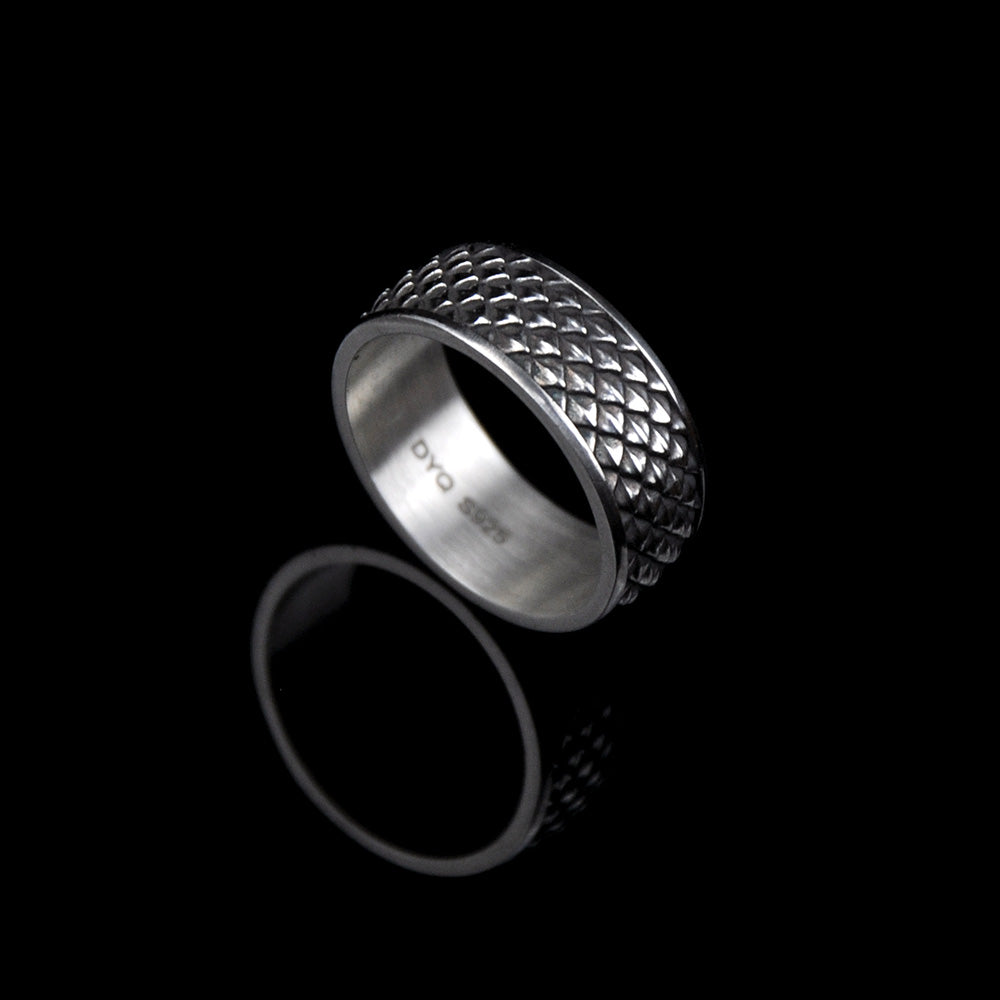 DYQ JEWELRY Dragon Scale Ring 925 Silver Ring Wide Ring Man's Ring