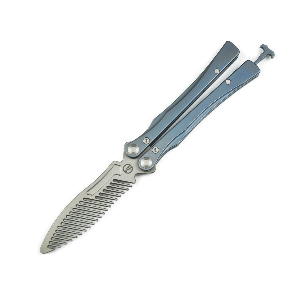 Maxace Knives Loran 2.0 MLR205 M390 Blade Blue Titanium Handle Balisong Butterfly Knife