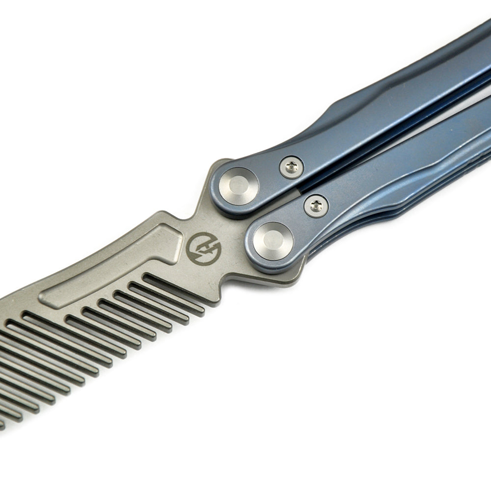 Maxace Knives Loran 2.0 MLR205 M390 Blade Blue Titanium Handle Balisong Butterfly Knife