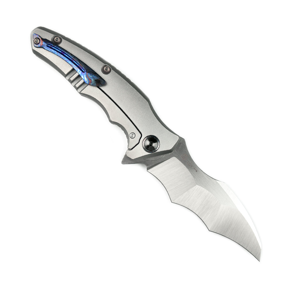 Maxace Dragon MDG02 M390 Satin Blade Titanium Handle Frame Lock Folding Knife yellow screws
