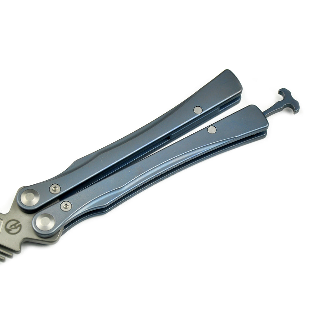 Maxace Knives Loran 2.0 MLR205 M390 Blade Blue Titanium Handle Balisong Butterfly Knife