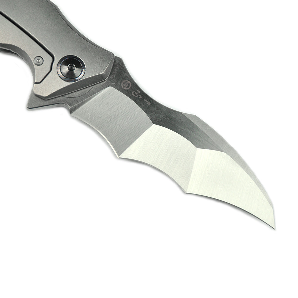 Maxace Dragon MDG02 M390 Satin Blade Titanium Handle Frame Lock Folding Knife yellow screws