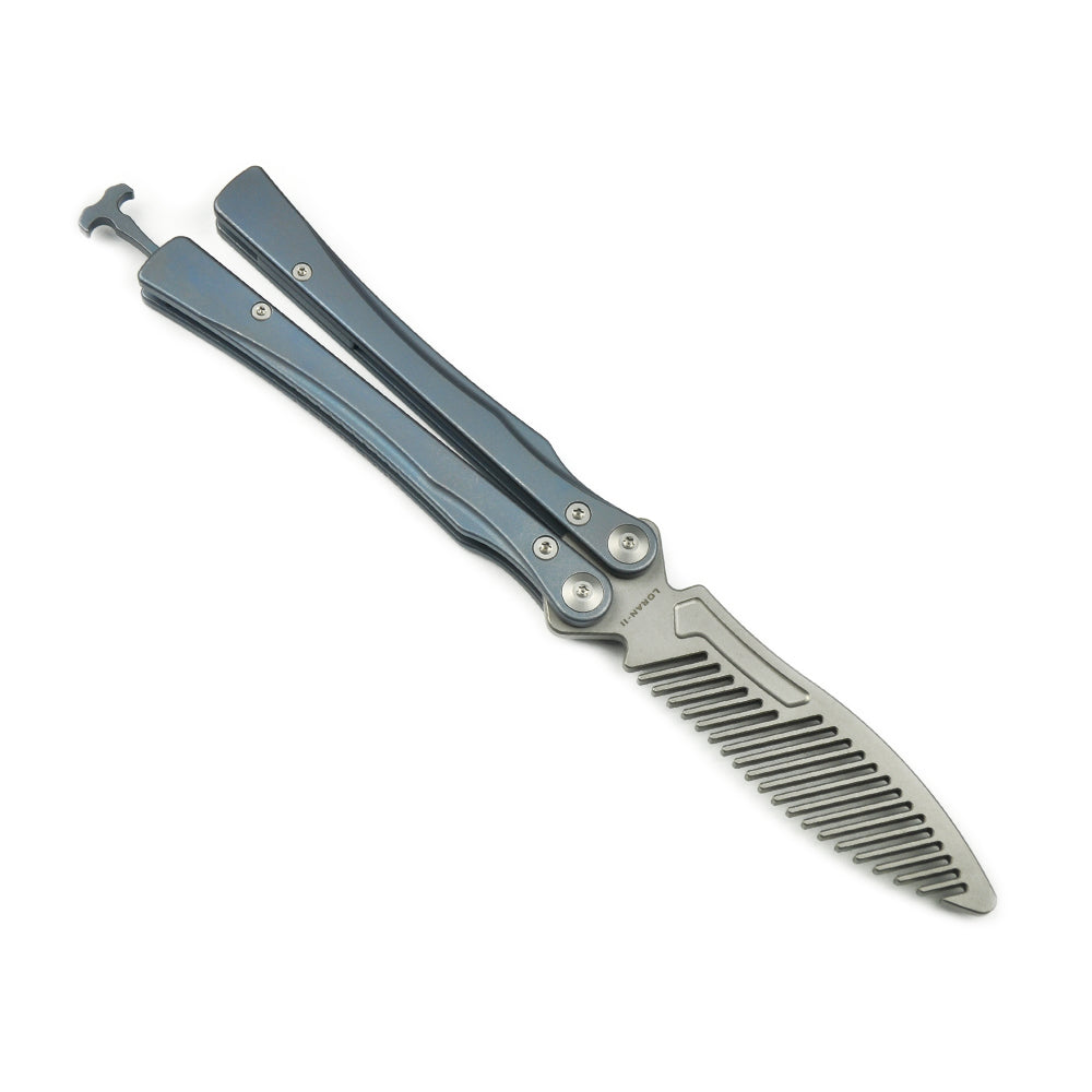 Maxace Knives Loran 2.0 MLR205 M390 Blade Blue Titanium Handle Balisong Butterfly Knife