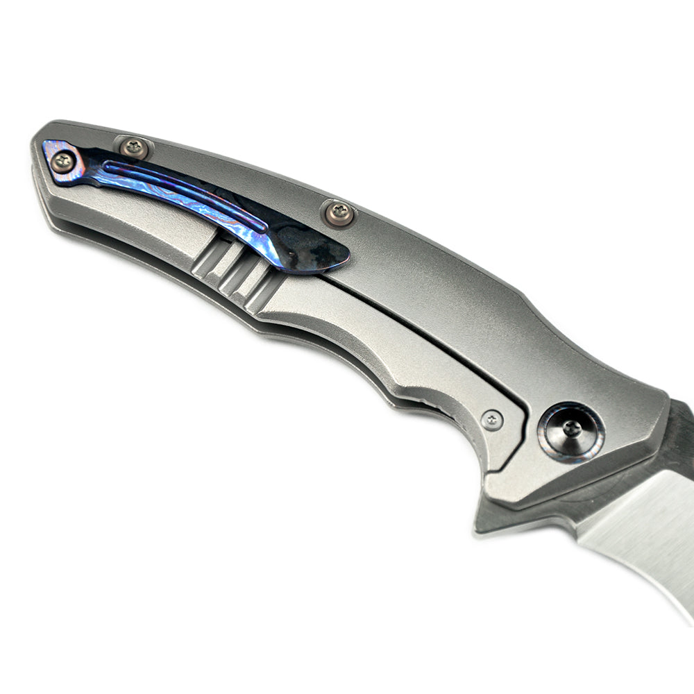 Maxace Dragon MDG02 M390 Satin Blade Titanium Handle Frame Lock Folding Knife yellow screws