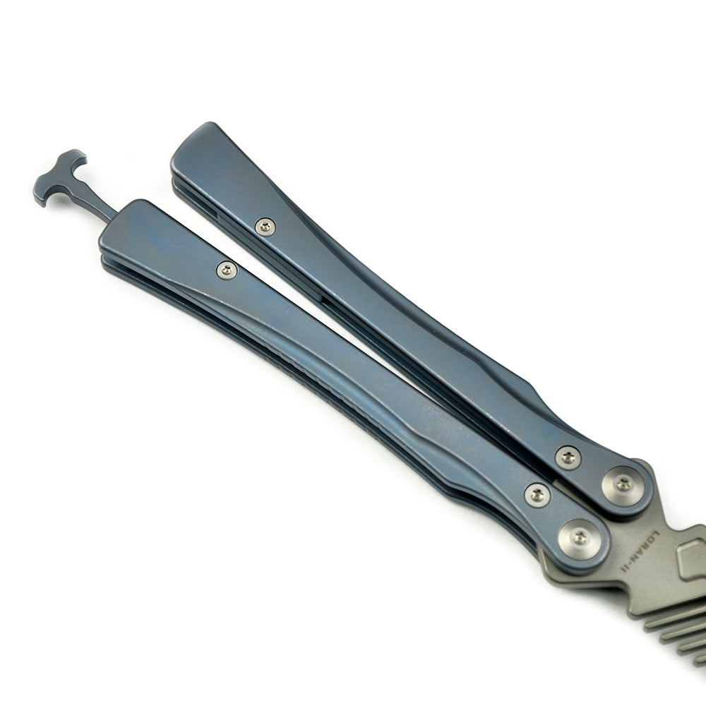 Maxace Knives Loran 2.0 MLR205 M390 Blade Blue Titanium Handle Balisong Butterfly Knife
