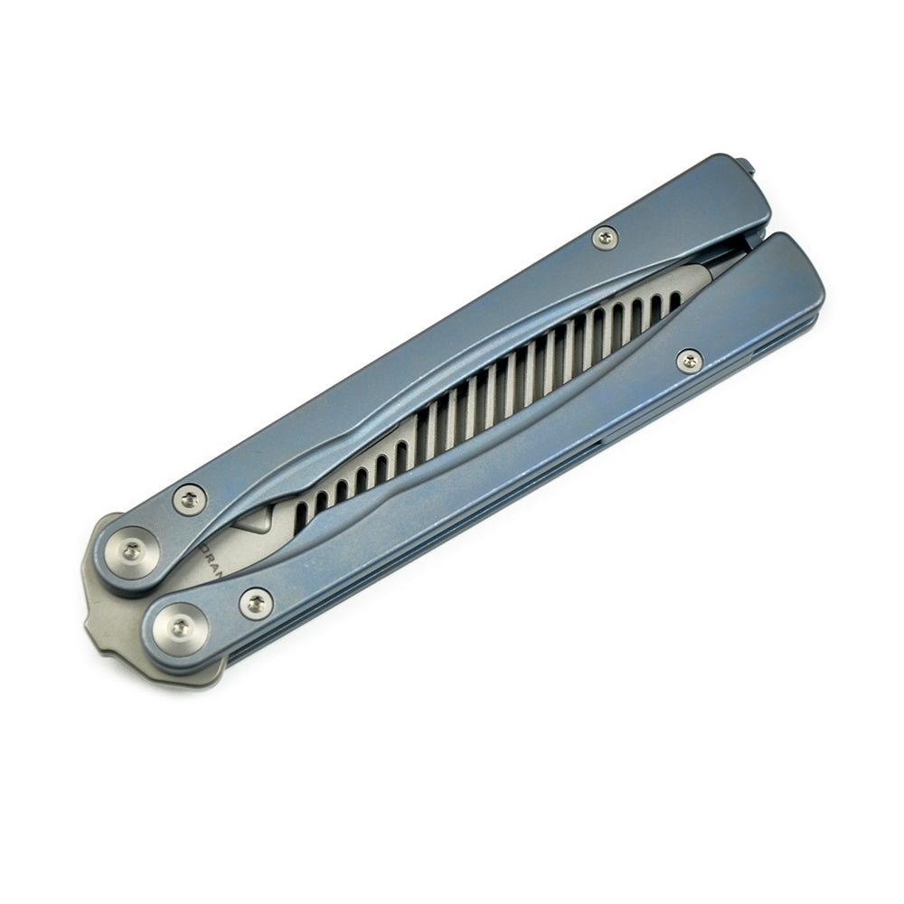 Maxace Knives Loran 2.0 MLR205 M390 Blade Blue Titanium Handle Balisong Butterfly Knife