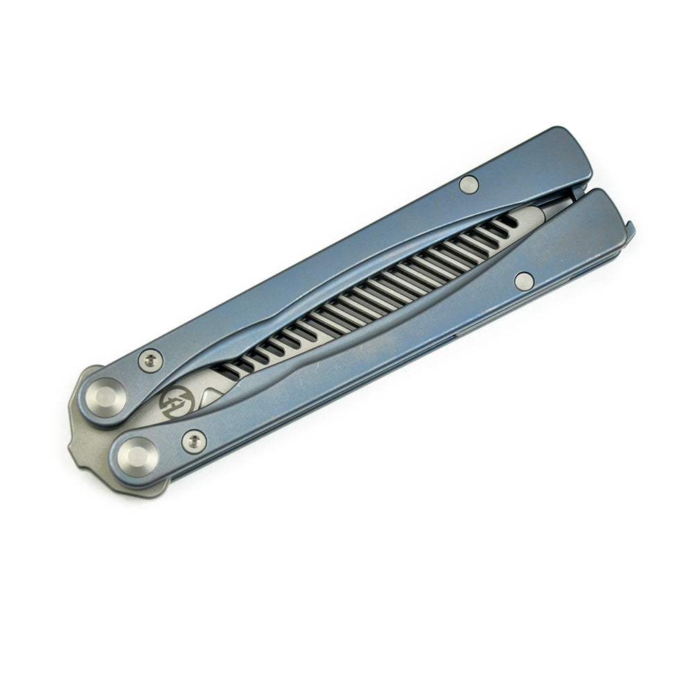 Maxace Knives Loran 2.0 MLR205 M390 Blade Blue Titanium Handle Balisong Butterfly Knife