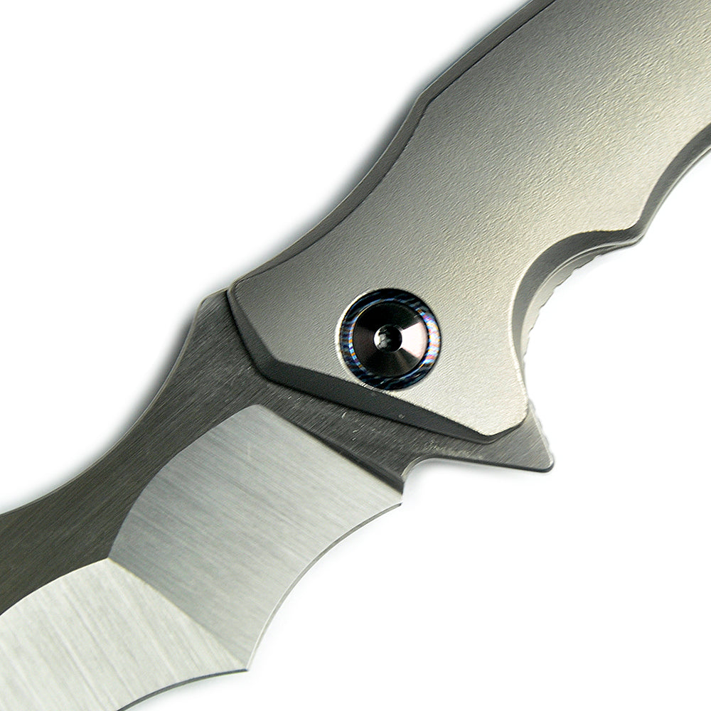 Maxace Dragon MDG01 M390 Satin Blade Titanium Handle  Frame Lock Folding Knife Blue screws