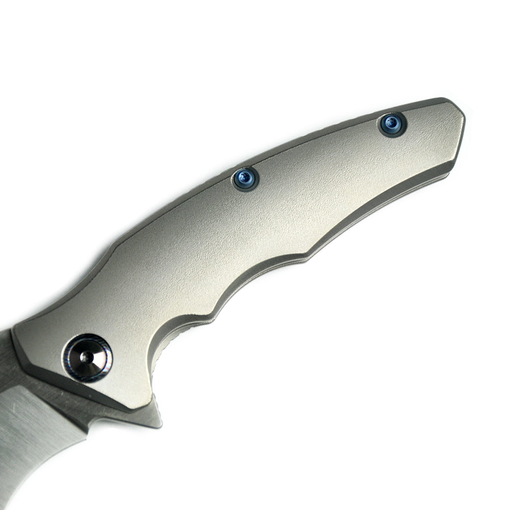 Maxace Dragon MDG01 M390 Satin Blade Titanium Handle  Frame Lock Folding Knife Blue screws