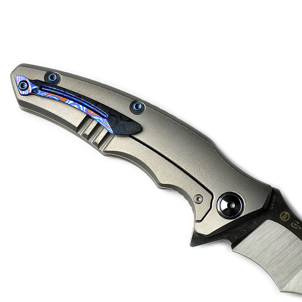 Maxace Dragon MDG01 M390 Satin Blade Titanium Handle  Frame Lock Folding Knife Blue screws