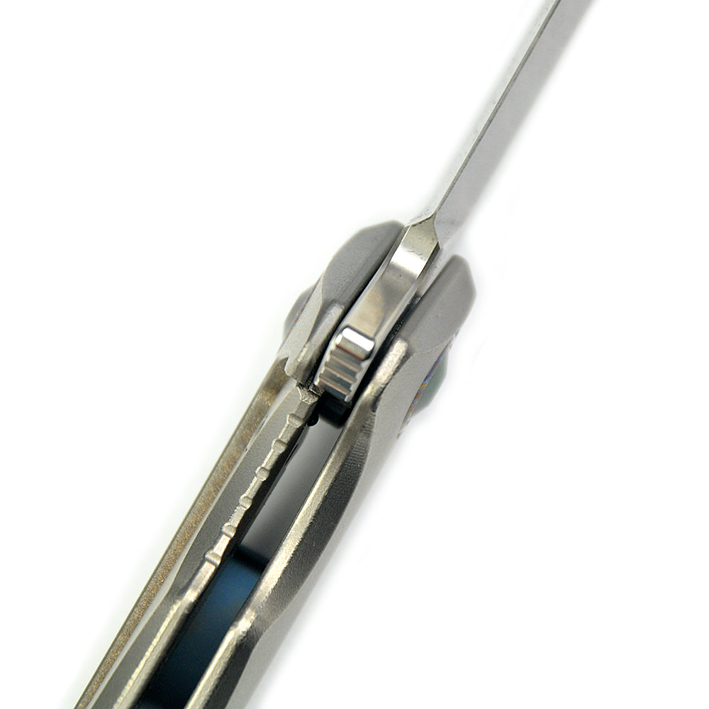 Maxace Dragon MDG01 M390 Satin Blade Titanium Handle  Frame Lock Folding Knife Blue screws
