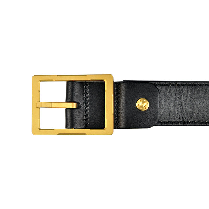 DYQ Jewelry Titanium Belt Buckle Custom Gentleman Minimalism cowhide Belt PVD Gold Titanium